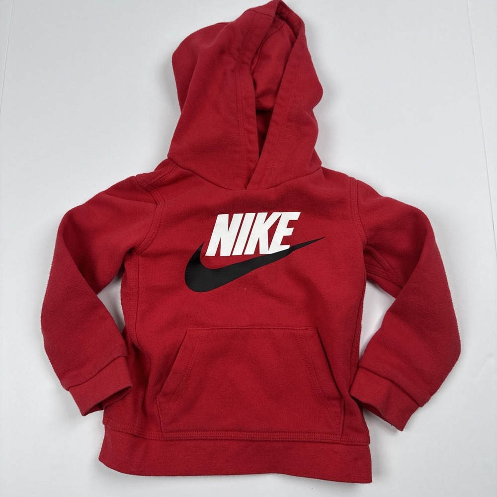 Nike Red Hoodie Toddler 3T Pullover Sweatshirt Fleece Logo Sweatshirt
